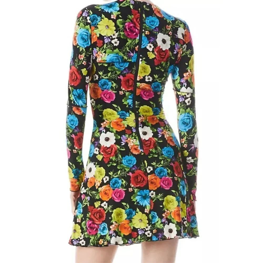 Alice + Olivia Delora Floral Long Sleeve Mini Dress Size 10 NEW - Picture 6 of 11